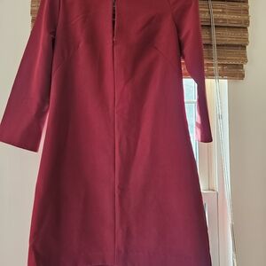Milly Red Long-Sleeve Sheath Dress with Folded Cuffs, Size 4